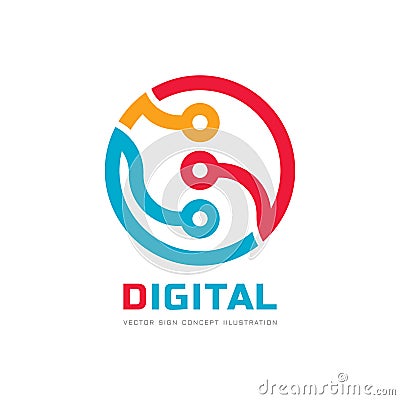 Digital processor CPU - vector logo template for corporate identity. Abstract computer chip sign. Network, internet technology. Vector Illustration