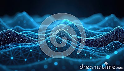 Digital radar visualization of terrain mapping. Tech concept with connected points showing network pattern. Abstract tech Stock Photo