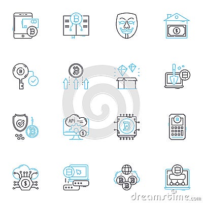 Digital reality linear icons set. Immersion, Haptic, Simulation, Cyber, Virtual, Augmented, Interface line vector and Vector Illustration