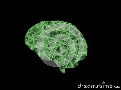Digital rendering of neural nerves connection in the shape of a human brain Stock Photo