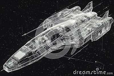 Digital Rendering Showcases Futuristic Semi-Spacecraft Design in Cosmic Environment. Generative AI Stock Photo