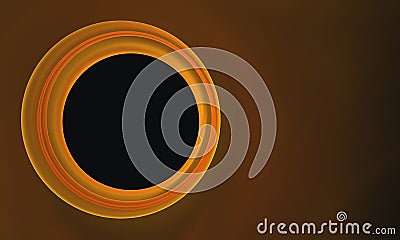 Digital representation of black hole, golden eclipse or galactic 3d portal into dark empty space. Stock Photo