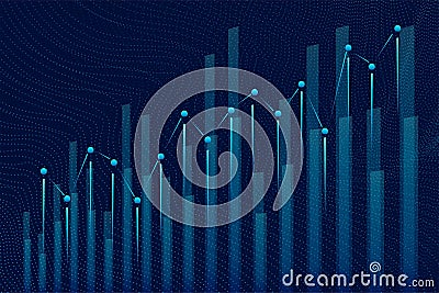 A digital representation of stock market performance with connected dots illustrating data points and trends Vector Illustration