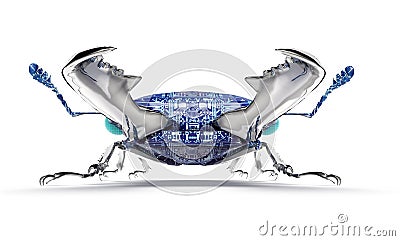 Digital safety concept electronic computer bug isolated Cartoon Illustration