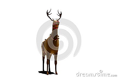 Digital santas reindeer with bells Stock Photo