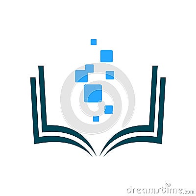 Digital school. On-line educational blue vector logo Vector Illustration