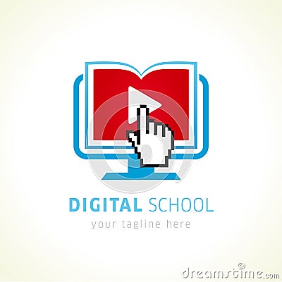 Digital school online logo Vector Illustration