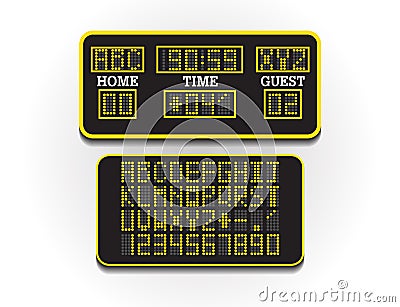 Digital score board for sport information. Illustration vector. Vector Illustration