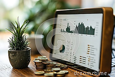 digital screen showcases ad performance metrics including impressions clicks and conversions. Charts and graphs appear Stock Photo