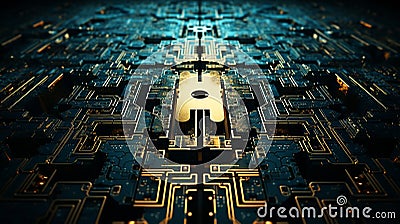 digital security and encryption, digital padlock, data rescue, neon colors, encripted data Stock Photo