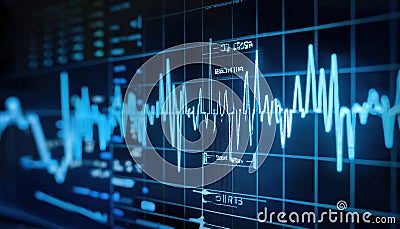 Digital seismic graph displaying earthquake data with precision and clarity Stock Photo