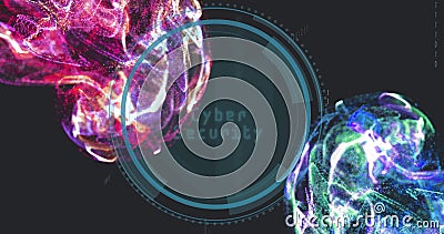 Digital shield and data processing image over colorful abstract shapes Stock Photo