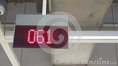 Digital sign for queue counter. Display Board system in LED light Stock Photo