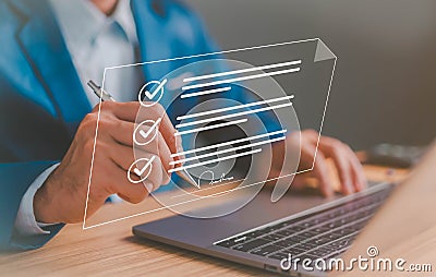 Digital signature e sign concept, business document online technology management electronic signature smart contract manager, Stock Photo