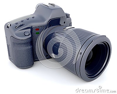 Digital SLR Camera with Telephoto Zoom Lense Stock Photo