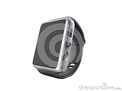 Digital smart watch or clock with icons 3d render on white no sh Stock Photo