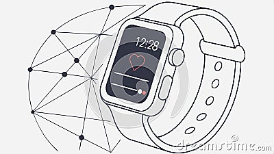 Digital smartwatch display, wearable timekeeping device vector design Generative AI Vector Illustration