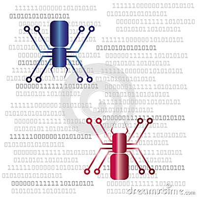 Digital spine and binary code, internet and security background Stock Photo