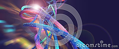 Digital stream in big data field. High-speed Internet and global cyber digitalization Cartoon Illustration