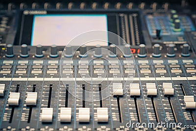 Digital studio mixer faders Stock Photo