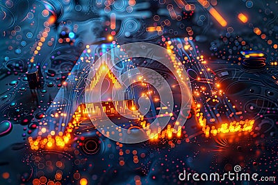 Abstract Neural Network Visualization, generative ai Stock Photo