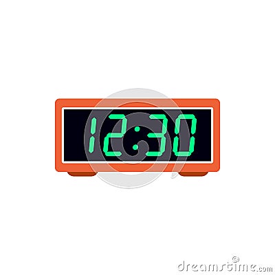 Digital table clock icon, flat style Vector Illustration