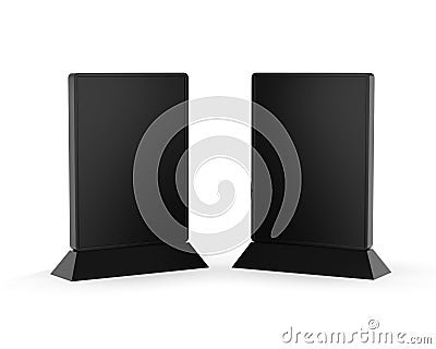 Digital table stand mock up on isolated white background Stock Photo