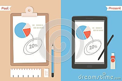 Digital tablet and notepaper Vector Illustration