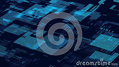 Digital technology background. Directed stream of luminous particles. Big data visualization. 3d rendering Stock Photo