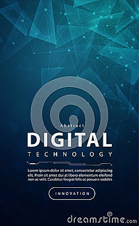 Digital technology banner green blue background concept with technology light effect, abstract tech, innovation future data Vector Illustration