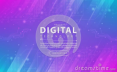 Digital technology banner pink blue background concept, technology light purple effect, abstract tech, innovation future data tech Vector Illustration