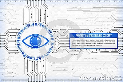 Digital technology concept of background with an eye. Modern safety digital background. Vector Illustration