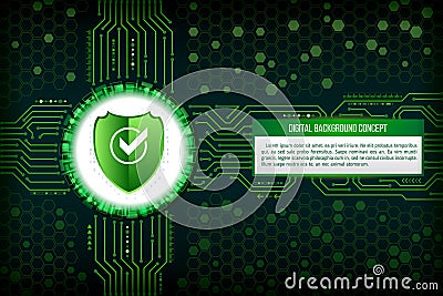 Digital technology concept of background with a shield. Modern s Vector Illustration