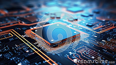 Digital Technology Concept: Integrated Circuit and Network Communication Elements in a Harmonious Display Stock Photo