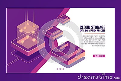 Digital technology, data conversion, energy production, server room, database, organic isometric vector Vector Illustration