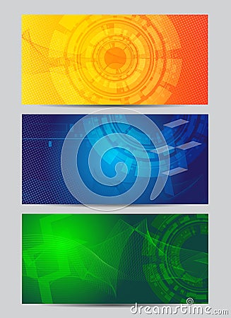 Digital Technology dynamic concept abstract background banner set Vector Illustration