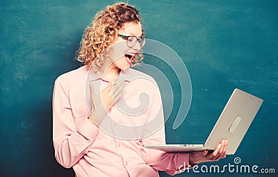 Digital technology. Informatics and programming. Teaching online course. Study online. Teacher notebook chalkboard Stock Photo