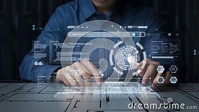 Digital Technology Interface Futuristic Programmer Working Modern Design Software Development Data Analytics Stock Photo