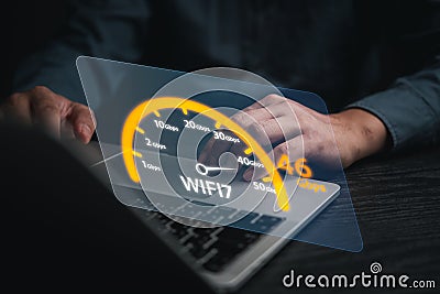 Digital technology signal internet wifi7 data network communications Stock Photo