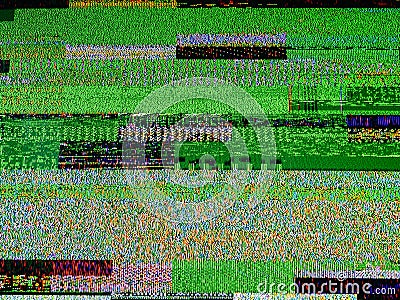 Digital television noise on a large plasma OLED 4K smart tv scre Stock Photo