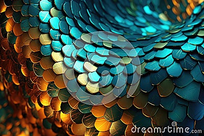 Fusion of geometric shapes, metallic surfaces, and illuminated lines. Generative AI Stock Photo