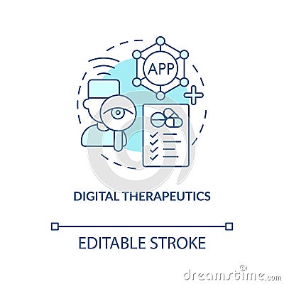 Digital therapeutics turquoise concept icon Vector Illustration