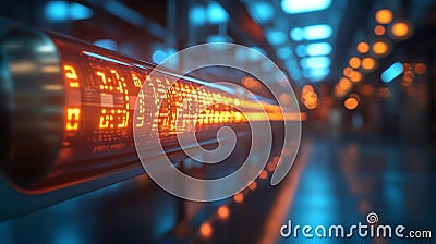 Digital Thermometer Displaying Numbers in a High-Tech Environment Blurred Background Stock Photo