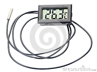 Digital thermometer with sensor on wire Stock Photo