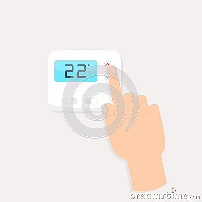 Digital thermostat on white background Vector Illustration