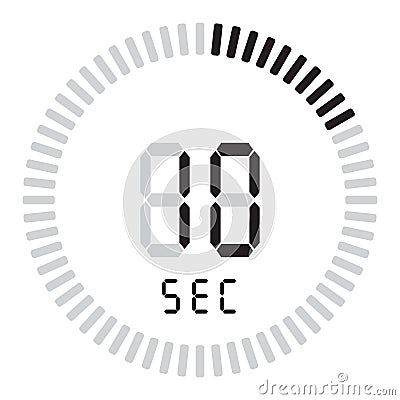 The digital timer 10 seconds. electronic stopwatch with a gradient dial starting vector icon, clock and watch, timer. Cartoon Illustration