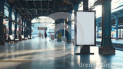 Train Station Timetable Display Mockup, Real-Time Updates, AI Created Stock Photo