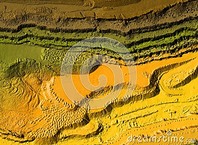 Digital topographic elevation model of a excavation site with steep walls Stock Photo