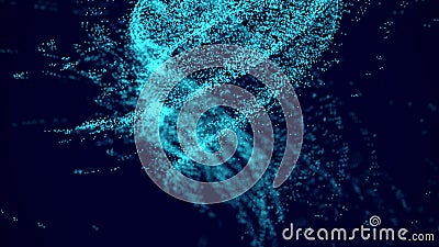 Digital tornado wave with dots on the dark background. The futuristic abstract structure. 3D rendering Stock Photo