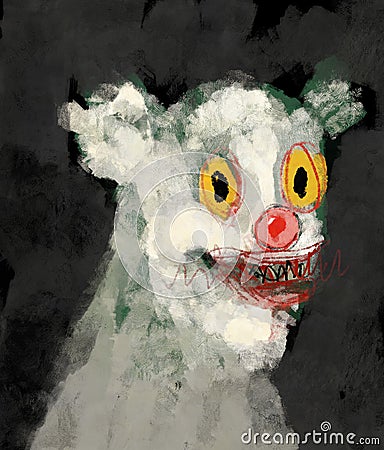 Digital traditional painting of a portrait of a strange concept art creature bear humanoid illustration Cartoon Illustration